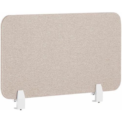 4255664817433 - Beliani - Schreibtisch Trennwand Beige Stoff pet Kunststoff 80 x 40 cm zum Aufstellen Klemmen Schallschutz Sichtschutz Pinnwand Büro Home Office