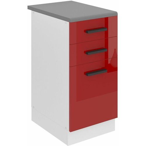 5904316251406 - Unterschrank Küche Küchenunterschrank 40 cm Breite sdsz Küchenunterschrank mit Arbeitsplatte Küchenschrank mit Schubladen Rot Hochglanz - Belini