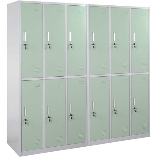 4057651242071 - - Schließfach Preston T829 Schließfachschrank Wertfachschrank Spind Metall 12 Fächer grün - green