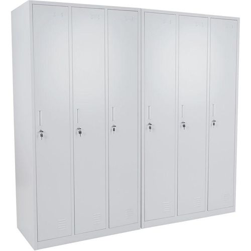 4057651170619 - - Schließfach Preston T829 Spind Wertfachschrank Schließfachschrank Metall 6 Fächer grau - grey