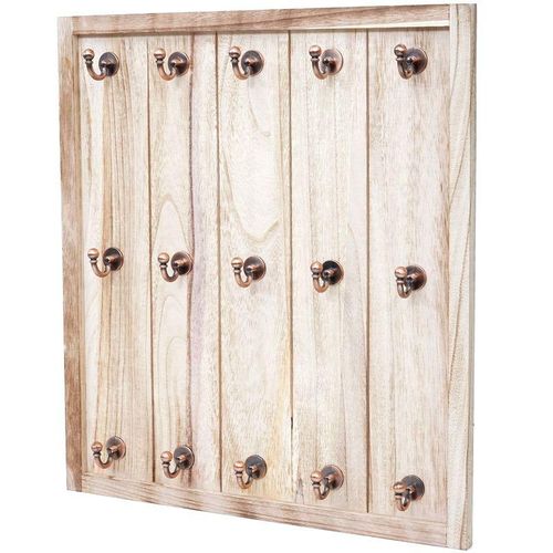 4057651279374 - - Tassenhalter Monaco Hängeregal Tassenbrett Wandboard Shabby-Look Vintage 50x45x5cm natur - beige