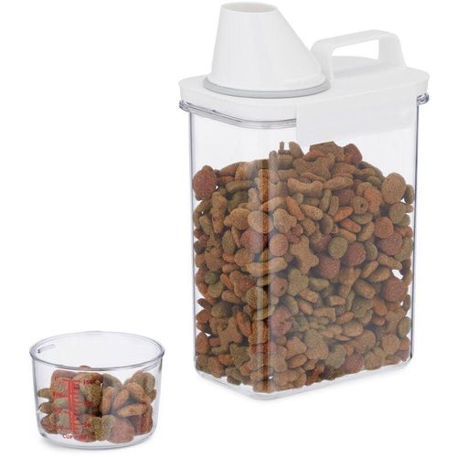 4052025482152 - Futter Aufbewahrungsbox Messbecher luftdichter Deckel 18 l Trockenfutter Müsli Waschpulver transparent - Relaxdays