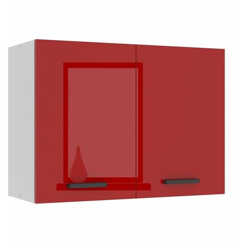 5904316249533 - Hängeschrank Küche Küchenschränke sg Breite 80 cm Oberschrank mit 2 Türen Küchenhängeschränke Wandschrank Hängend Rot Hochglanz - Belini