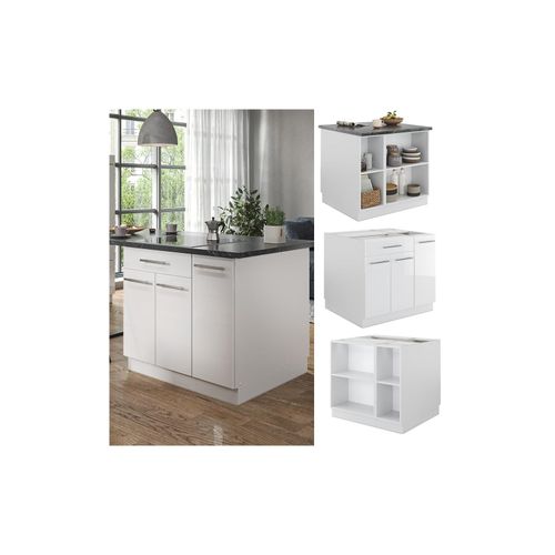 4066731181131 - Kücheninsel Küchenblock Einbauküche Fame-Line Weiß 90 cm modern Hochglanz Küchen Schränke Apothekerunterschrank Schubunterschrank Regalinselunterschrank Softclose-Scharnier Küchenmöbel 4066731181131 - Kücheninsel Küchenblock Einbauküche Fame-Line Weiß 90 cm modern Hochglanz Küchen Schränke Apothekerunterschrank Schubunterschrank Regalinselunterschrank Softclose-Scharnier Küchenmöbel