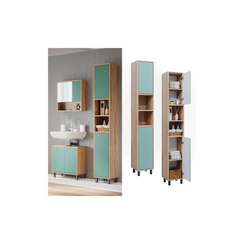 4066731228331 - Hochschrank für Badezimmer Agasta 30cm schmal sonoma Badschrank 3D Optik 4066731228331 - Hochschrank für Badezimmer Agasta 30cm schmal sonoma Badschrank 3D Optik