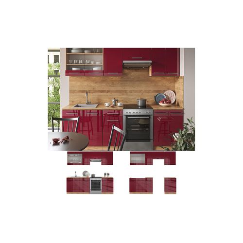 4066731170388 - Küchenzeile Küchenblock Einbauküche Fame-Line Eiche Rot Bordeaux 240 cm modern Küchen Schränke Spülenunterschrank Schubunterschrank Hängeschrank Hängeglasschrank Hochglanz 4066731170388 - Küchenzeile Küchenblock Einbauküche Fame-Line Eiche Rot Bordeaux 240 cm modern Küchen Schränke Spülenunterschrank Schubunterschrank Hängeschrank Hängeglasschrank Hochglanz