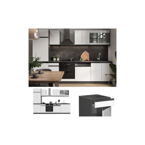 4066731230266 - Küchenzeile Küchenblock Einbauküche R-Line J-Shape Anthrazit Weiß 300 cm modern Küchenschränke Küchenmöbel 4066731230266 - Küchenzeile Küchenblock Einbauküche R-Line J-Shape Anthrazit Weiß 300 cm modern Küchenschränke Küchenmöbel