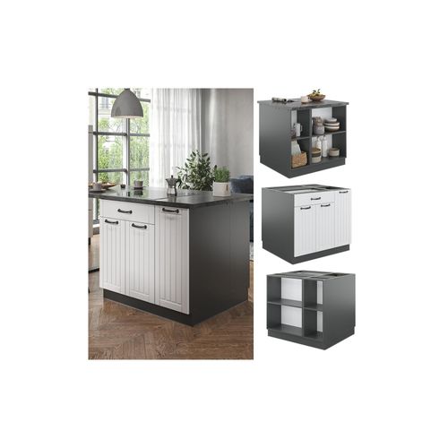 4066731190546 - Kücheninsel Küchenblock Einbauküche Fame-Line Landhaus Anthrazit Weiß 90 cm Küchen Schränke Apothekerunterschrank Schubunterschrank Regalinselunterschrank Softclose-Scharnier Küchenmöbel 4066731190546 - Kücheninsel Küchenblock Einbauküche Fame-Line Landhaus Anthrazit Weiß 90 cm Küchen Schränke Apothekerunterschrank Schubunterschrank Regalinselunterschrank Softclose-Scharnier Küchenmöbel