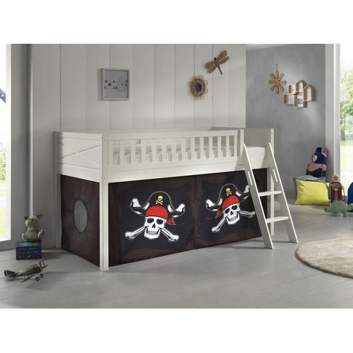 5420070240789 - VIPACK - Spielbett SCOTT LF 90 x 200 cm mit Rolllattenrost Leiter und Textilset Caribian Pirate