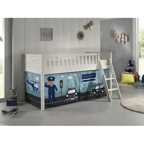 5420070240802 - VIPACK - Spielbett SCOTT LF 90 x 200 cm mit Rolllattenrost Leiter und Textilset Police weiß la