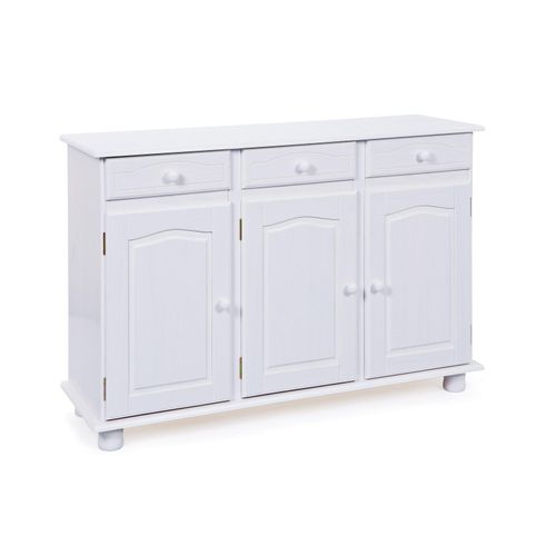 4010340209816 - Altri - Buffet mit 3 Türen und 3 Schubladen aus weiß wasserlackierter massiver Kiefer 130x43x87h cm