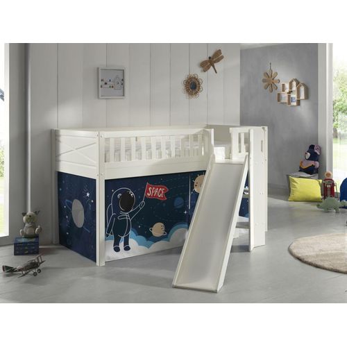 5420070241052 - VIPACK - Spielbett SCOTT LF 90 x 200 cm mit Rolllattenrost Rutsche Leiter und Textilset Space S