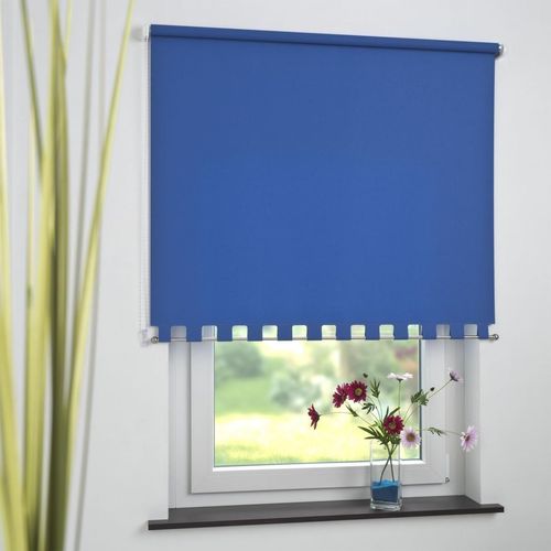 4016318389917 - Seitenzugrollo Kettenzugrollo Volantrollo Rollo Eckig lichtdurchlässig 82 x 180 cm blau für Fenster