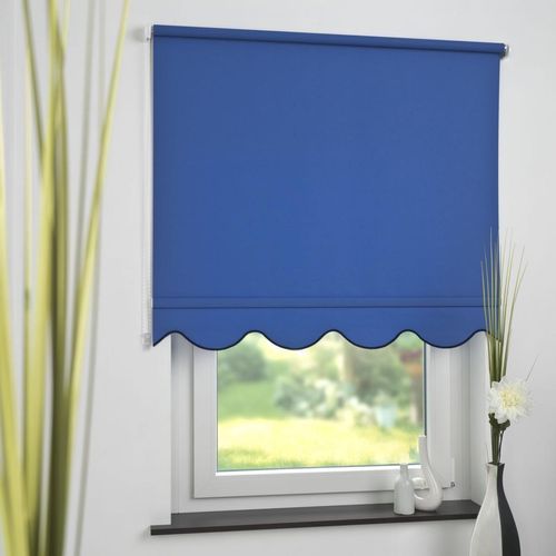 4016318389597 - Seitenzugrollo Kettenzugrollo Volantrollo Rollo Klassik lichtdurchlässig 142 x 180 cm blau für Fenst