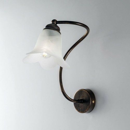 8050713215040 - Bonetti Illumina - Goldbraune Eisenwandleuchte one light Weißer Glasschirm 26x h30 cm