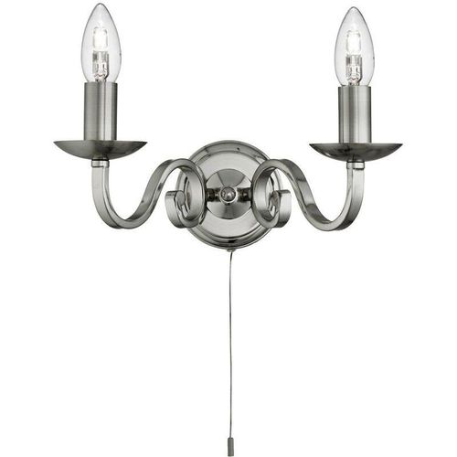 5053423056432 - Eglo - Searchlight Richmond - 2 Light Indoor Candle Wandleuchte Satin Silver E14