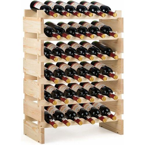 0661706178075 - Costway - Weinregal Holz für 36 Flaschen Weinstaender Flaschenregal 6 Hoehe zur Auswahl Holzregal stabil Weinschrank Flaschenstaender