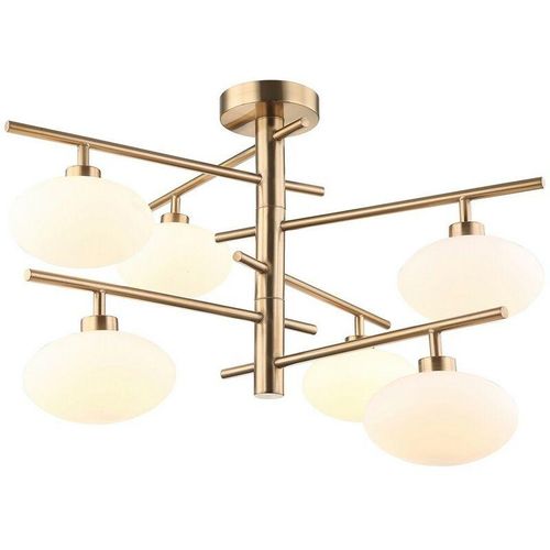 5900644437635 - Fiorenzo - Modern Hanging Pendant Brass 6 Light mit weißem Farbton G9 - Italux