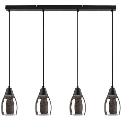 5996595721848 - 72184 Hängeleuchte ilmari E27 4x max15W Metall schwarz Glas getönt B72cm H120cm Ø10cm dimmbar - Rabalux