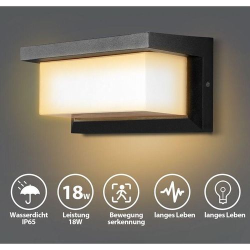 0962063056472 - 18W led Wandlampe mit Bewegungsmelder IP65 Sensor Deko Außenleuchte Wandleuchte - Schwarz - Vingo 0962063056472 - 18W led Wandlampe mit Bewegungsmelder IP65 Sensor Deko Außenleuchte Wandleuchte - Schwarz - Vingo
