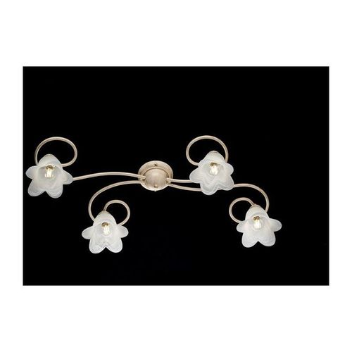 8050713216177 - Bonetti Illumina - Blumen-Deckenlampe aus Eisen-Elfenbein-Gold vier Lichter Lampenschirme 87x40x h17 cm