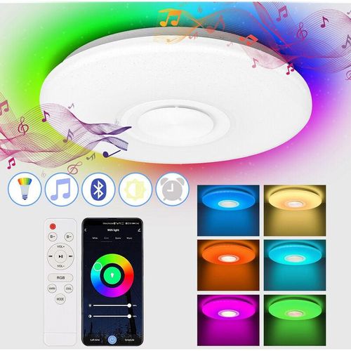 9441000424433 - Randaco - swanew 36W led Deckenleuchte mit Sternenhimmel-Effekt für das Badezimmer Badlampe Bluetooth-Musik und Fernbedienung