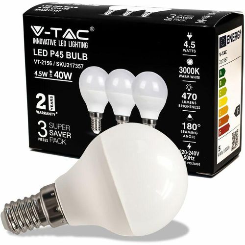 3800157680332 - Vtac - v-tac Lampadina led E14 45W P45 2700K (Box 3 Pezzi)