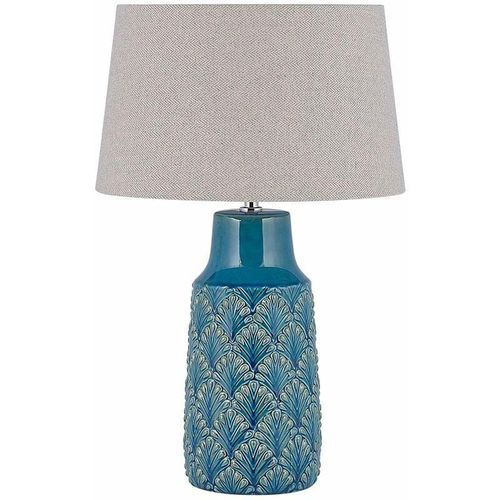 4251682256285 - Beliani - Tischlampe in Blau Keramik 55 cm mit dekorativen Verzierungen langes Kabel mit Schalter Wohnzimmer Glamour - Blau