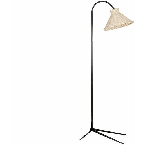 4255664839145 - Beliani - Stehlampe Natur   Schwarz aus Rattan 148 cm Kegelform Modernes Design Boho Stil für Wohnzimmer Schlafzimmer Flur - Natürlich