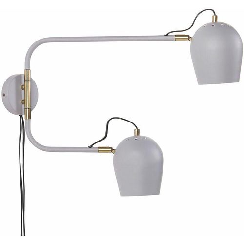 4255664841339 - Beliani - Wandlampe Hellgrau aus Eisen 2-Flammig Industrial Style Modern Elegant für Wohnzimmer Schlafzimmer Flur - Grau