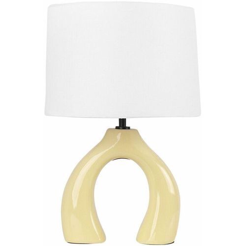 4255664849007 - Beliani - Tischlampe Gelb und Weiß Keramik Vasenform 43 cm Stoffschirm Trommelform Rund Langes Kabel mit Schalter Modern Skandi Schlaf- u Wohnzimmer 4255664849007 - Beliani - Tischlampe Gelb und Weiß Keramik Vasenform 43 cm Stoffschirm Trommelform Rund Langes Kabel mit Schalter Modern Skandi Schlaf- u Wohnzimmer