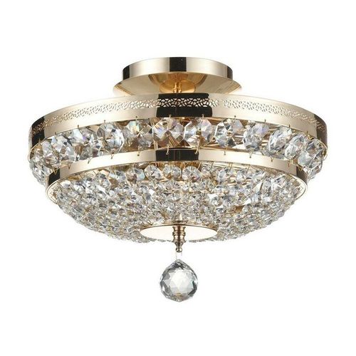 4251110014180 - - Ottilia Halbbündige Deckenlampe Gold & Kristall 3 Licht E14 4251110014180 - - Ottilia Halbbündige Deckenlampe Gold & Kristall 3 Licht E14