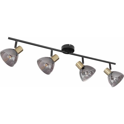 4059157195813 - Etc-shop - Deckenstrahler 4 flammig Deckenlampe Retro schwarz Deckenleuchte Küche 79 cm schwenkbare Spots schwarz messing Glas rauch 4x E14