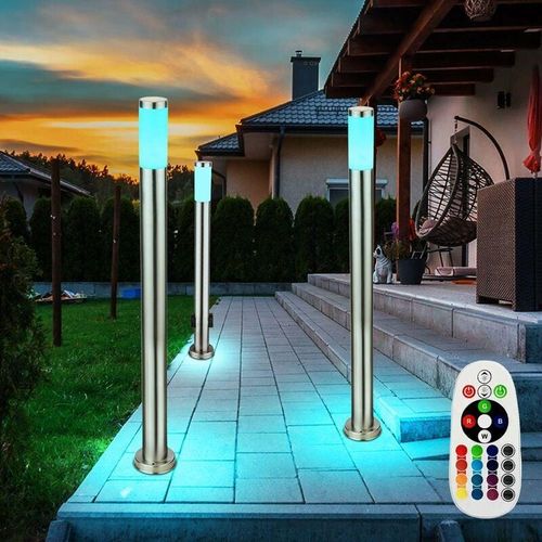 4059157084346 - Etc-shop - 3x rgb led Außen Steh Lampen fernbedienung Garten Steckdosen Edelstahl Terrassen Leuchten dimmbar 4059157084346 - Etc-shop - 3x rgb led Außen Steh Lampen fernbedienung Garten Steckdosen Edelstahl Terrassen Leuchten dimmbar