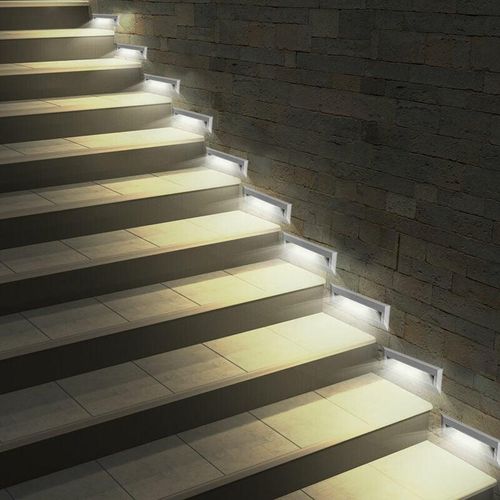 4059157044982 - Etc-shop - Außen Stufenbeleuchtung Stufenlampe Garten Treppenbeleuchtung Terrasse grau led 3W 110Lm neutralweiß BxHxT 23x8x28 cm 10er Set