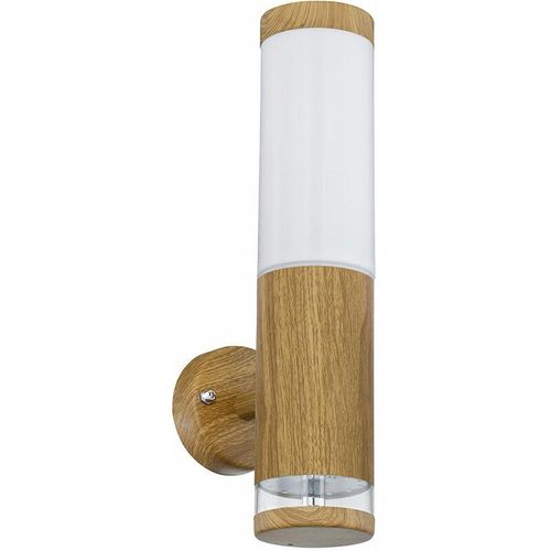 4059157190078 - Etc-shop - Wandleuchte Aussen Edelstahl led Außenlampe Balkon Aussenleuchte Wand Holz Optik mit Deko led 1x E27 BxH 85 x 35 cm