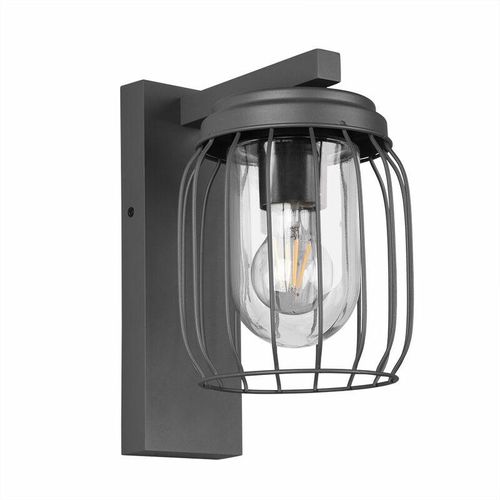 4059157317284 - Etc-shop - Lampe für Außen Wandlampe Outdoor Vintage Außenleuchte IP44 Hauswandleuchte Gitteroptik schwarz Industriell anthrazit Glas klar 1x E27