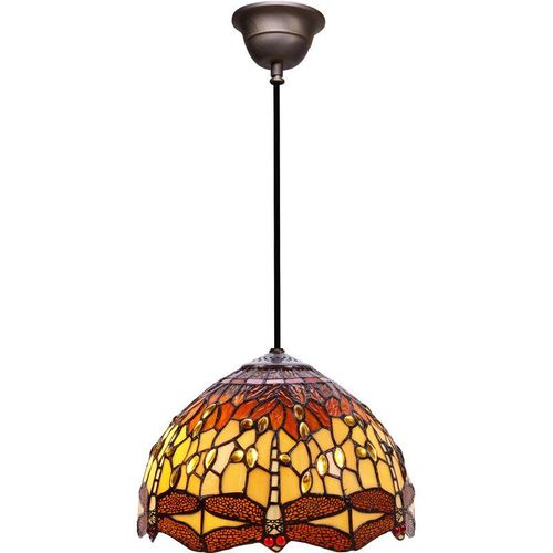 8435763146245 - Fijalo - Durchschnittliche Tiffany -Deckensuspension mit Kettendurchmesser 25 cm Schmetterlingsbirnen -Glühbirnen -Serie nicht enthaltene Baugruppe