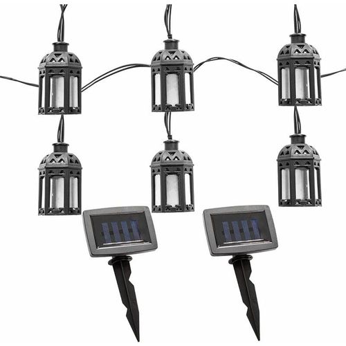 4059157334700 - Etc-shop - Lichterkette Solar Aussenleuchte led Solarlampe Gartenlampe Dekoration in Laternenform Kunststoff schwarz led warmweiß l 200 cm 2er Set