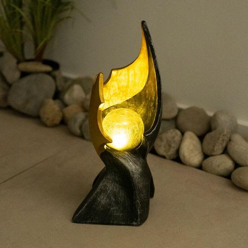 4059157168480 - Etc-shop - led Flamme Solar Solarlampen für Außen Garten Dekoration Solarlampe mit Flammeneffekt gold braune Skulptur mit bezauberndem Lichteffekt