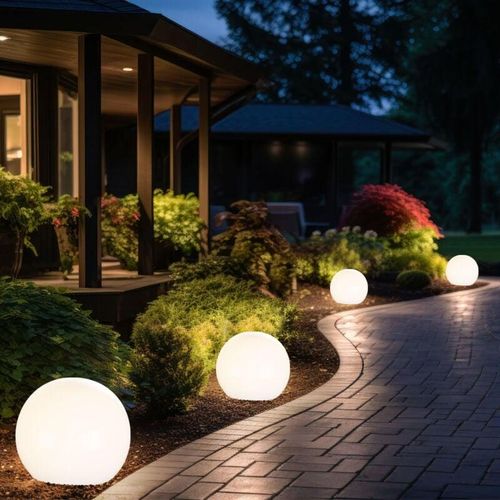 4036812002310 - Expo Börse - Solarleuchte Kugel Garten Kugelleuchte Solar 10 cm led Gartendeko Solarkugel für Außen klein Leuchtdauer ca 6-8 Stunden h 38 cm 4er