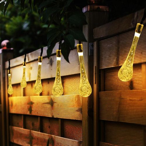 4059157354326 - Etc-shop - led Solar Lichterkette Aussen Solarlampe Garten Dekoration Akku Erdspieß Tropfen Design klar 20x led warmweiß l 280 cm