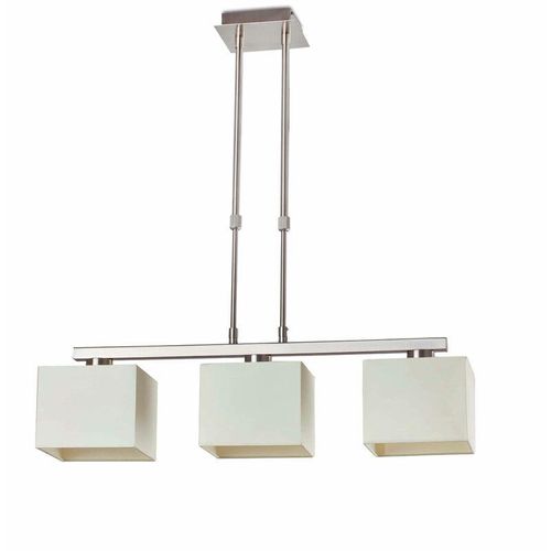 8421776010949 - Faro Barcelona - Faro Thana - 3 Light Ceiling Pendant Bar Weiß Satin Nickel mit weißen Farbtönen E27