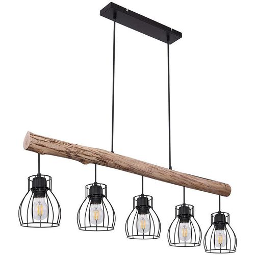 9007371398614 - - Retro Decken Hänge Lampe Holz Balken Wohn Zimmer Beleuchtung Gitter Pendel Leuchte 15326-5N