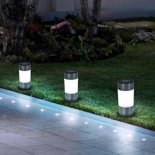 9007371494217 - - Solarleuchten Set Edelstahl Steckleuchten Außen Wegeleuchten Solarlampe Gartenleuchte led warmweiß DxH 63x235 cm 3er Set