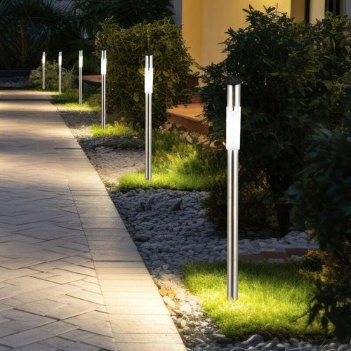 9007371503803 - - Solar Außenleuchte Erdspieß Steckleuchte Solarlampe Edelstahl Wegeleuchte Stecklampe 007 Watt led Leuchtmittel h 70 cm 6er Set