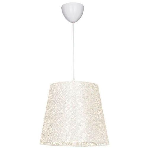 0645656381013 - Toscohome - Beige Stoff-Pendelleuchte Conic