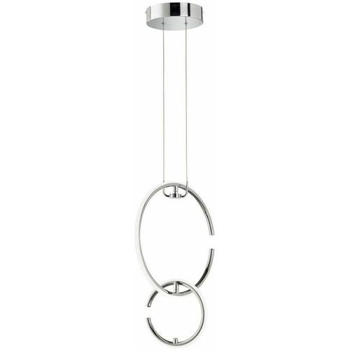 4003474375595 - Wofi - Runde led Hängeleuchte Ring Pendelleuchte Küchenlampe hängend led 2 flammig Chrom modern 1x led 45W 450Lm 4000K LxBxH 35x21x230cm