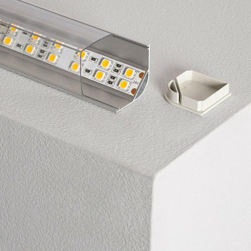 8445044082537 - Ledkia - Aluminiumprofil Ecken mit Durchgehender Abdeckung für LED-Streifen bis 20mm 2 m Transparente Abdeckung 90º