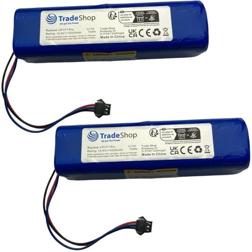 4068177104859 - Trade-shop - 2x Li-Ion Akku 144V   5200mAh   75Wh für viele Lenovo Proscenic uoni Xiaomi Imou Kyvol Roidmi Lydsto Blaupunkt Saugroboter